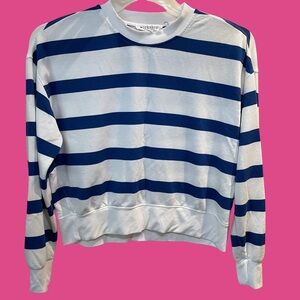 Workshop Republic Clothing Blue and White Striped Sweatshirt